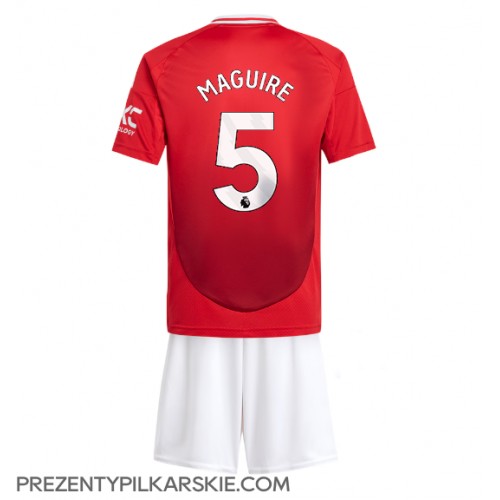 Stroje piłkarskie Manchester United Harry Maguire #5 Koszulka Podstawowej dla dzieci 2024-25 Krótki Rękaw (+ szorty)